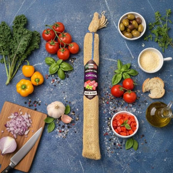 Салямі з в'яленими томатами Pomodori ✔️ Купити ковбасу салямі за вигідною ціною