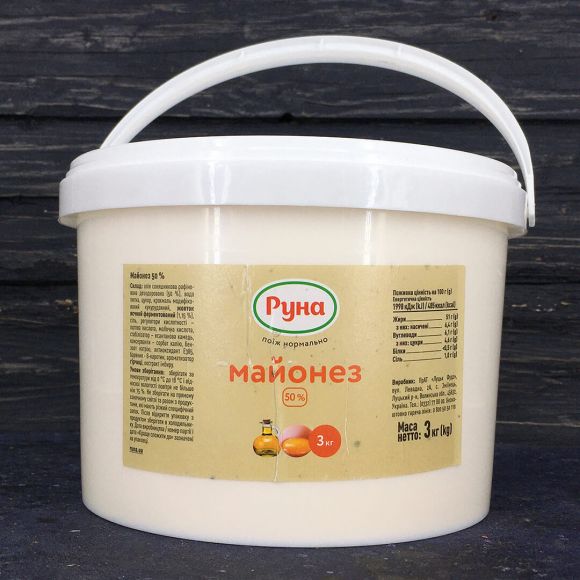Майонез Руна 50% (ведро 3,0 кг) ✔️ Купить по выгодной цене с доставкой