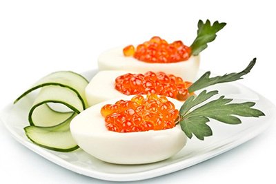 Закуска яйца с икрой